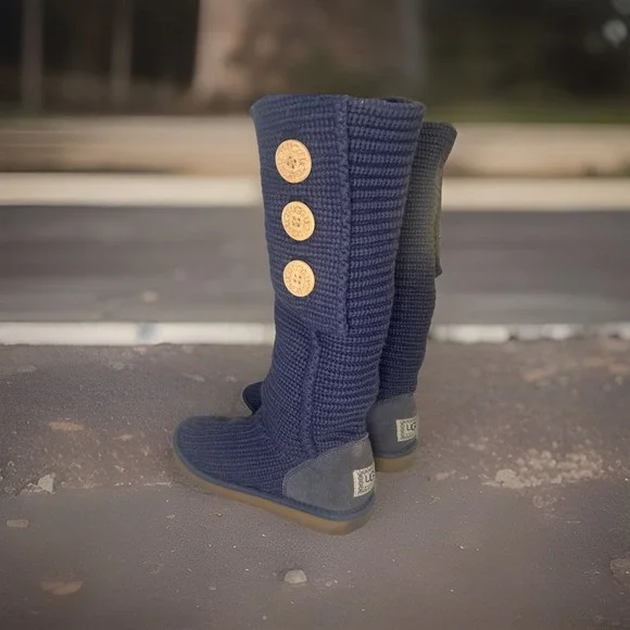 UGG Australia Boots Classic Cardy Knit Tall Boot Womens 8 Sweater Cottage Core - Picture 4 of 13